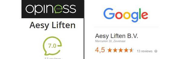 image 1 of reviews of opiness and Google about Aesyliften