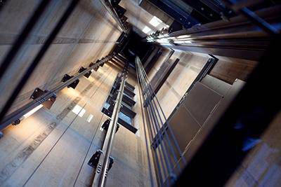 Bottom view of an lift shaft